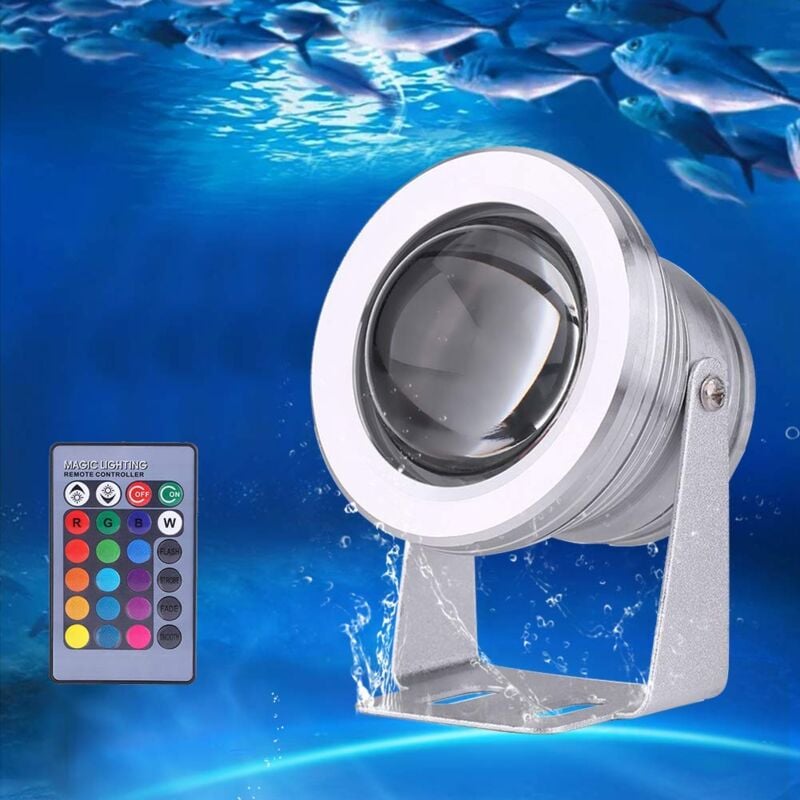 Projecteur Submersible à led, Éclairage Sous-marin IP67 Étanche rgb, 10W Projecteur led pour Éclairage Extérieur de Jardin avec Piscine à Fontaine