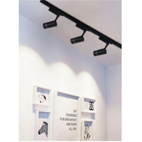 Projecteur Sur Rail 30 W Led Cob 6 500 K 3 000 K 4 000 K Noir F30w-07h