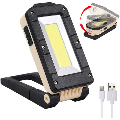 éclairage et éclairage de chantier,Secours Projecteur Travail Rechargeable Lampe de Camping LED Portable lumière Travail de Chantier Orientable 180°,USB Port IPX4 magnétique Base,de voitures pêche 