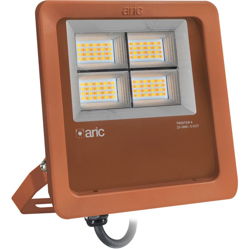 Projecteur twister 4 corten 3CCT 23-38W IP66 IK08 2200K/3000K/4000K 38W 5700lm 90° 50000h Aric 51685