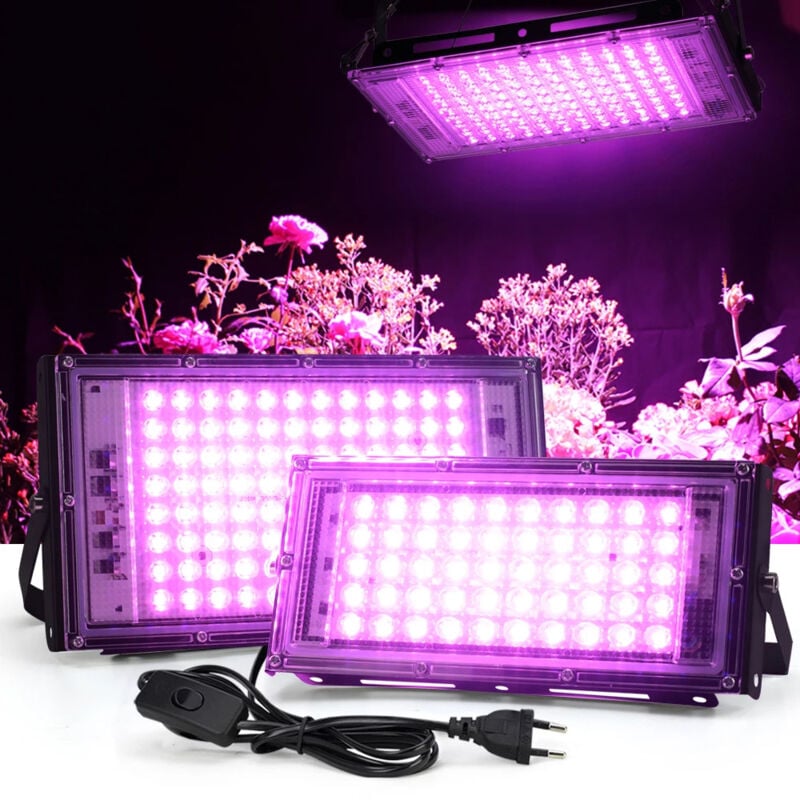 Projecteur uv led 100W Lumière Noire IP65 Imperméable, Lampe led Ultra-violet, Eclairage à Effet pour Aquarium, Soirée, Peinture Fluo, affiche