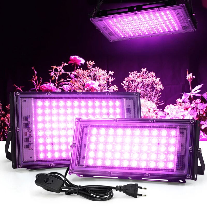 Projecteur uv led 100W Lumière Noire IP65 Imperméable, Lampe led Ultra-violet, Eclairage à Effet pour Aquarium, Soirée, Peinture Fluo, affiche