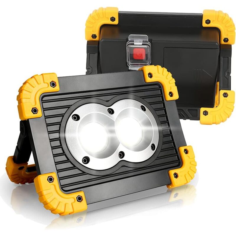ZVD - Projecteurs de Travail led Étanches - 2 Batteries Rechargeables - 4 Modes d'Éclairage - Chantier, Garage, Atelier