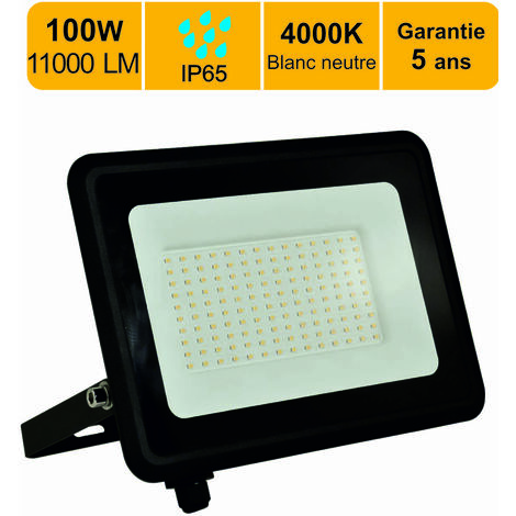 Lutece-Arc – Projecteur LED 100W 11000 Lm 4000K IP65 – Étanche pour extérieur – Installation facile sur façade – Équivalent 800W