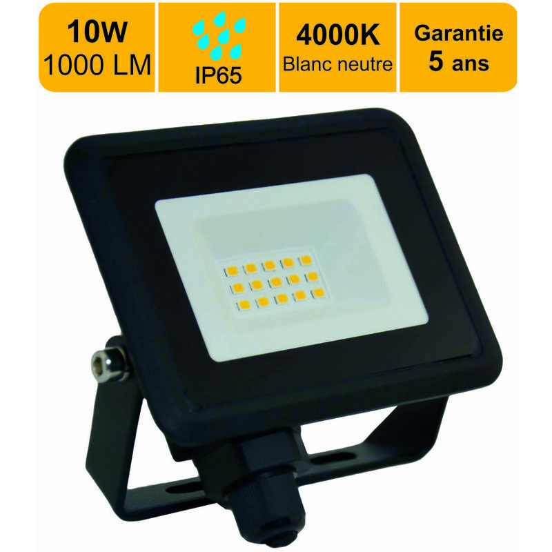 Projecteurs led 10W 1000 lm 4000K IP65 connexion en direct - garantie 5 ans