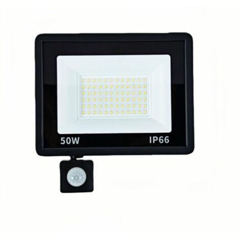 Projecteurs LED extérieurs 50 W lot de 2 – détecteur intégré, blanc froid 6500 K, ultra-plats, étanches pour jardin et façade
