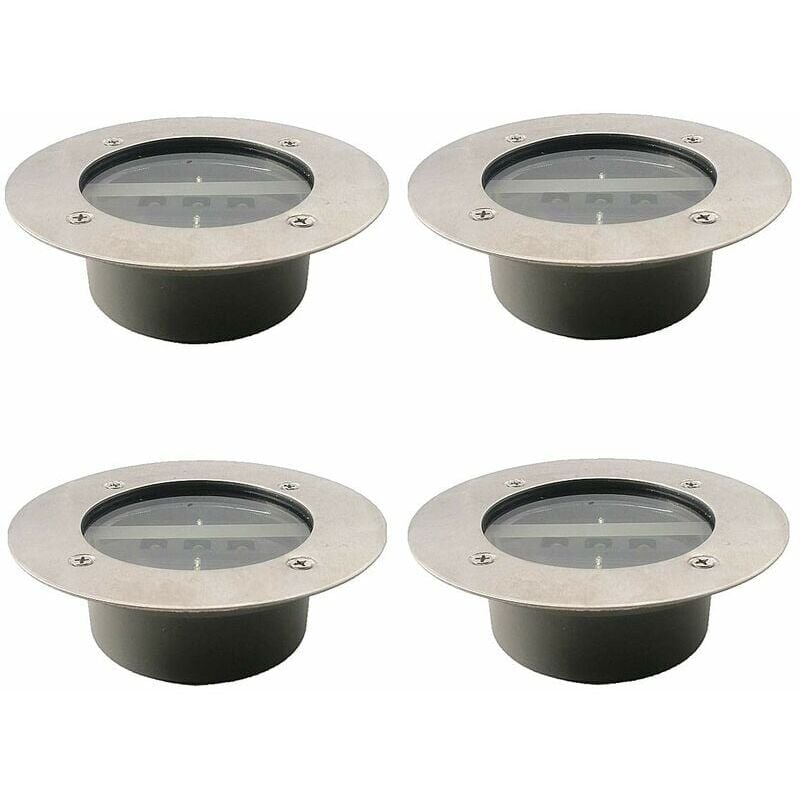 Projecteurs solaires à 3 led étanches IP65 pour pelouse de jardin, blanc froid Lot de 4
