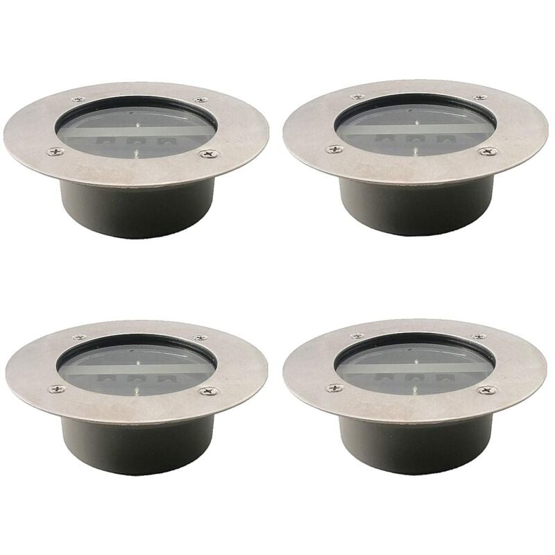 Projecteurs solaires à 3 led étanches IP65 pour pelouse de jardin, blanc froid Lot de 4