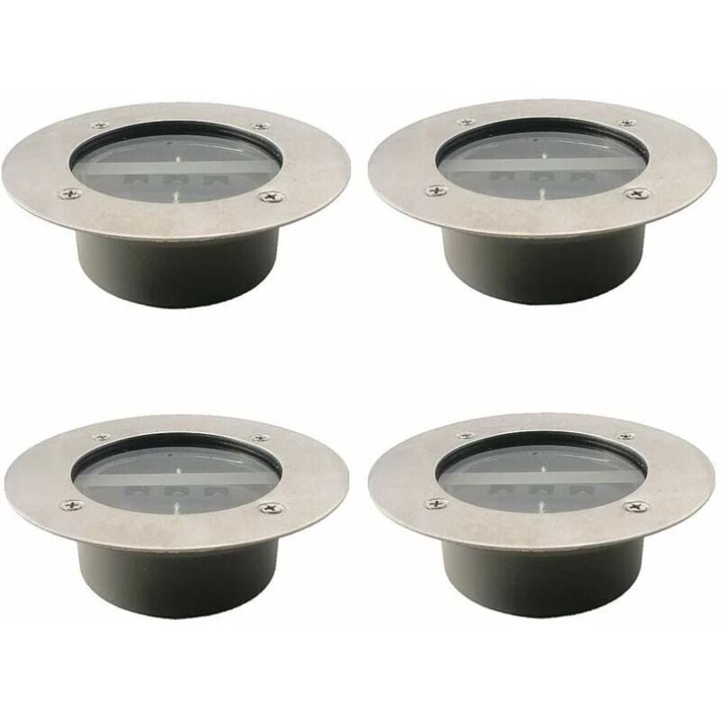 Fitags - Projecteurs solaires à 3 led étanches IP65 pour pelouse de jardin, blanc froid Lot de 4