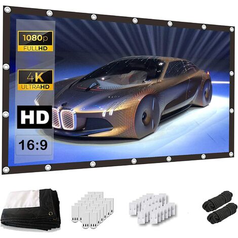 Projection screen, 120-inch projection screen 4K HD, 16:9, foldable wrinkle-free portable movie screen (1.1 gain, 160° viewing angle), suitable for home theater, supports front and rear projection