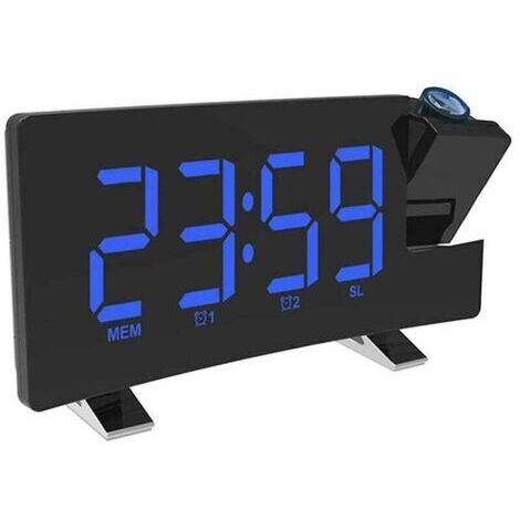 Projektionswecker, digitales Radiowecker mit USB-Ladeanschluss, stufenlose Helligkeitsregelung (0–100 %), Dual-Alarm für Tiefschläfer, Schlummerfunktion