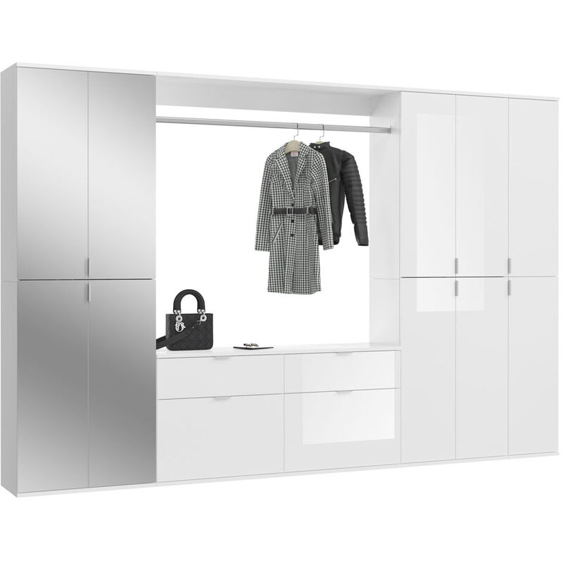 Ebuy24 - Projektx Garderobenaufstellung 12 Türen, 2 Schubladen Weiß.