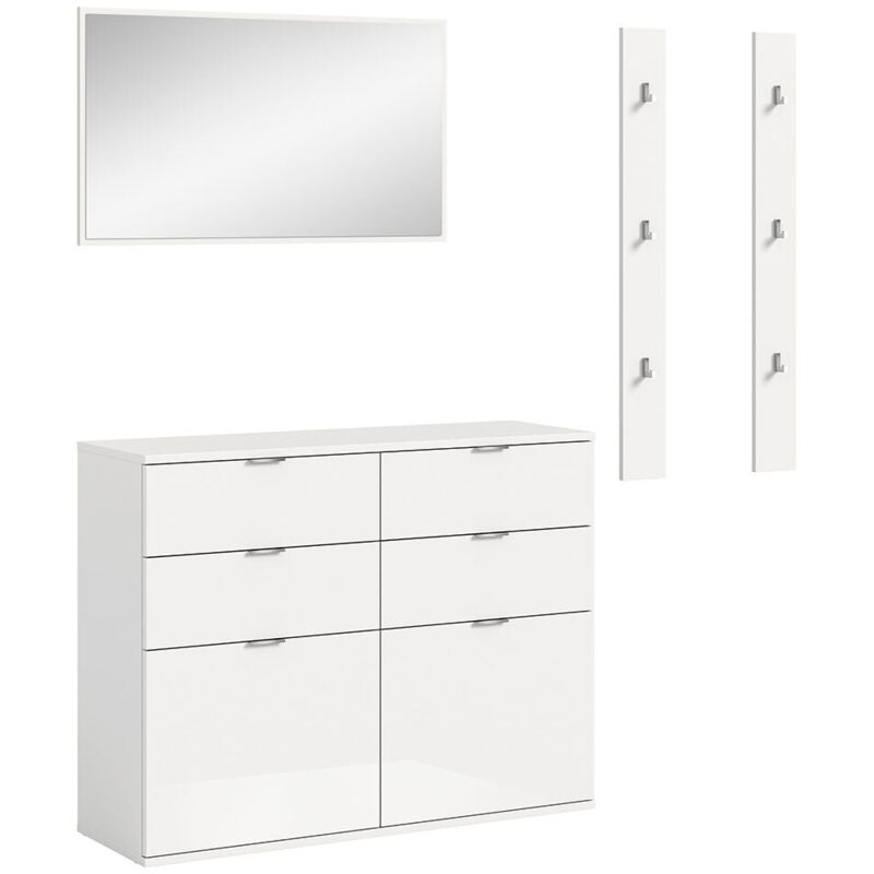 Ebuy24 Projektx Garderobenmöbel Set 3 Teile Weiß Hochglanz.