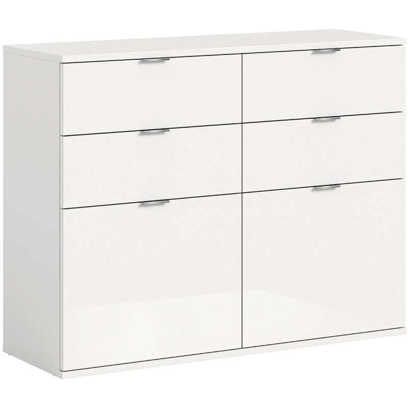 Ebuy24 - Projektx Schuhschrank 4 Schubladen 2 Klapptüren Weiß Hochglanz.