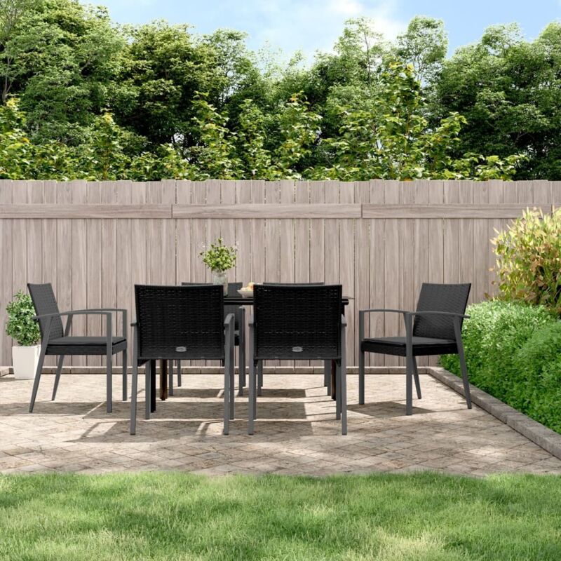 7-tlg. Garten-essgruppe Mit Kissen Poly Rattan Und Stahl Vidaxl