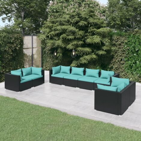 Prolenta Premium 8-tlg. Garten-Lounge-Set mit Kissen Poly Rattan