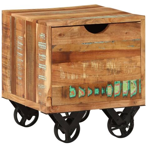 Prolenta Premium Beistelltisch 40x40x45 cm Altholz Massiv - Braun