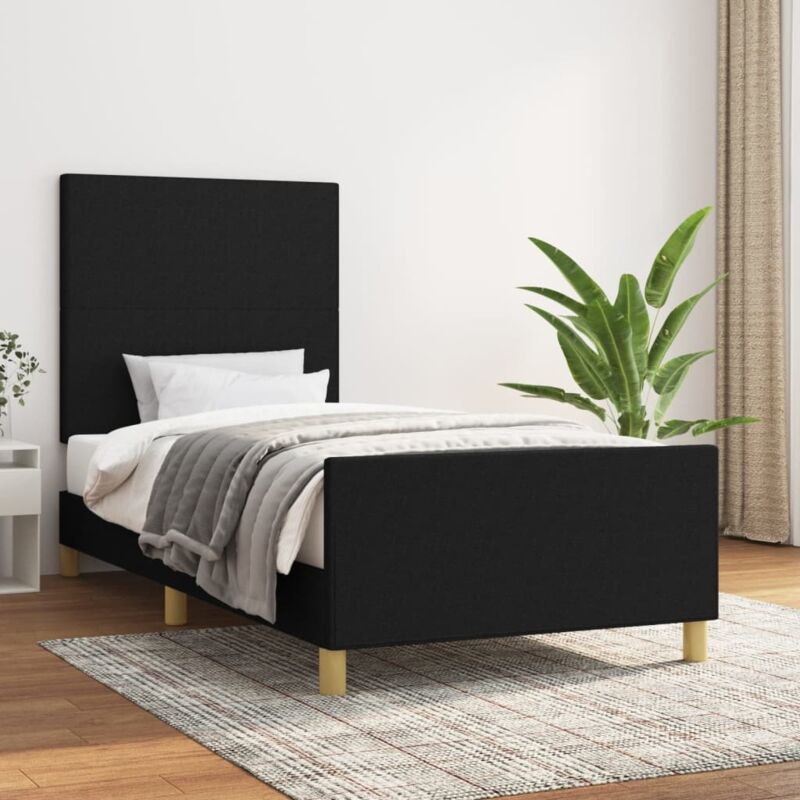 Jinlefu The Living Store Bettgestell Ohne Matratze Schwarz 80x200 Cm Stoff - Bettes Gestell - Doppelbett - Boxspringbetten - Lattenrost - Schlafzimmer Möbel
