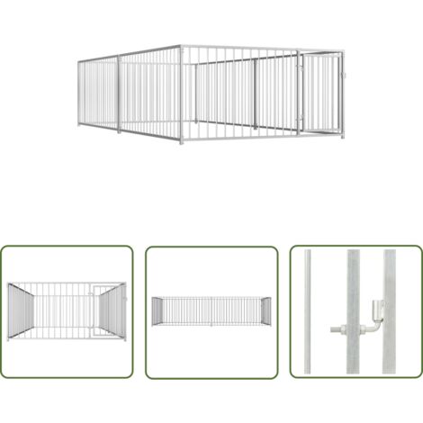 Prolenta Premium – Chenil d'extérieur pour chiens 200 x 400 x 100 cm – Acier robuste – Système de verrouillage sécurisé – Grand espace d'exercice