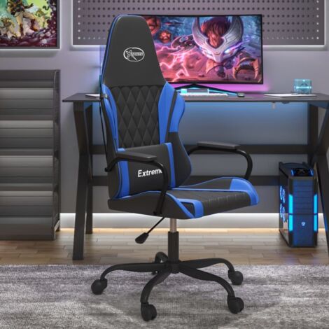 Prolenta Premium Gaming-Stuhl Schwarz und Blau Kunstleder