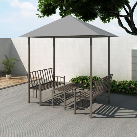 Prolenta Premium Gartenpavillon mit Tisch und Bänken 2,5x1,5x2,4 m Anthrazit