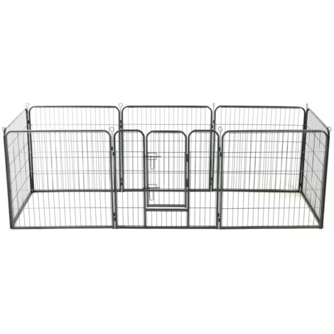 Prolenta Premium Hunde-Laufgitter 8 Paneele Stahl 80 x 80 cm Schwarz
