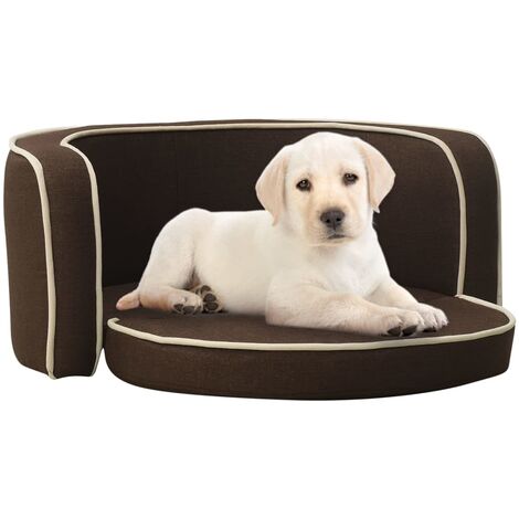 Prolenta Premium Hundesofa Klappbar Braun 76x71x30 cm Leinen Waschbares Kissen