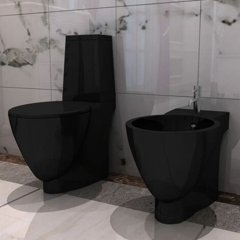 Prolenta Premium Keramik-WC & Bidet-Set Schwarz