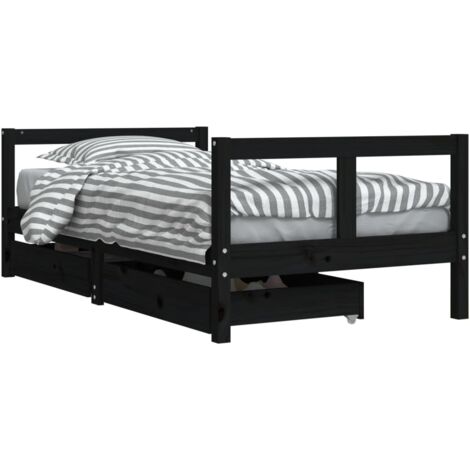Prolenta Premium Kinderbett mit Schubladen Schwarz 80x160 cm