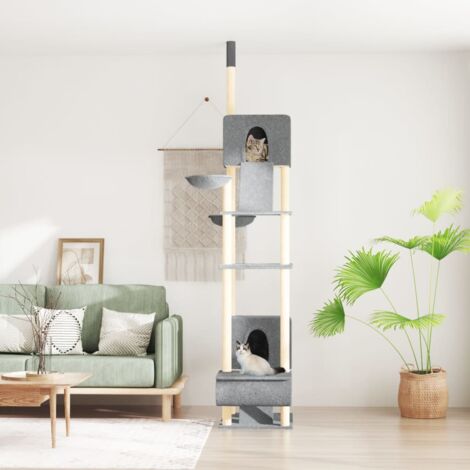 Prolenta Premium Kratzbaum Deckenhoch Hellgrau 277-303 cm