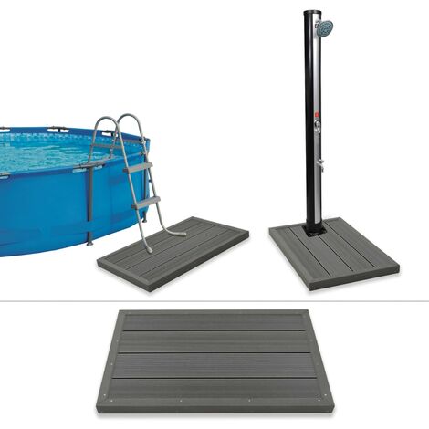 Prolenta Premium – Panneau en WPC pour douche solaire – Antidérapant – Dimensions 101 x 63 x 5,5 cm – Fixation sans perçage – Idéal pour échelle de piscine