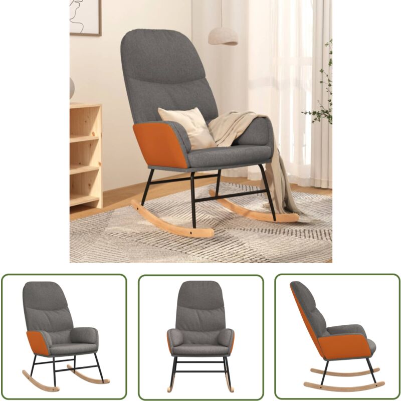 Prolenta Premium The Living Store Schaukelstuhl Hellgrau Stoff - Schaukelstuhl - Relaxsessel - Gartenstuhl - Esszimmerstuhl - Lounge Chair