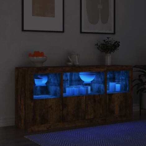 Prolenta Premium Sideboard mit LED-Leuchten Räuchereiche