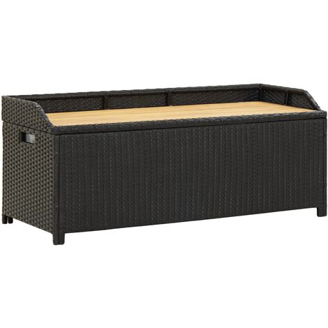 Prolenta Premium Sitzbank mit Stauraum 120 cm Poly Rattan Schwarz