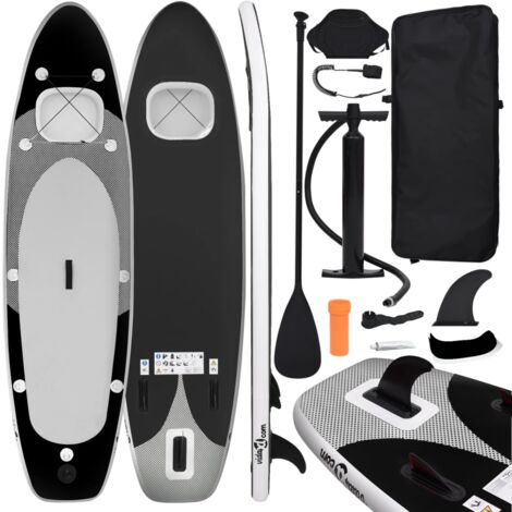 Prolenta Premium SUP-Board-Set Aufblasbar Schwarz 330x76x10 cm