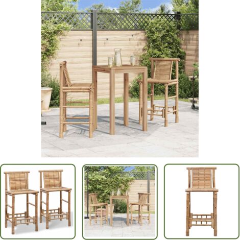 Prolenta Premium – Tabourets de bar en bambou lot de 2 – Hauteur d'assise 70 cm – Résistants aux intempéries – Pour intérieur et extérieur