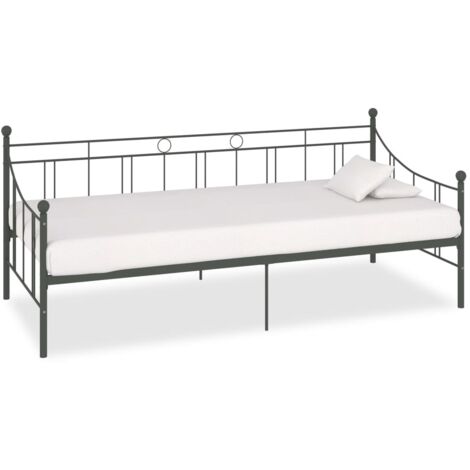 Prolenta Premium Tagesbett-Rahmen Grau Metall 90×200 cm