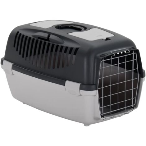 Prolenta Premium Transportbox für Haustiere Grau und Schwarz 61x40x38 cm PP