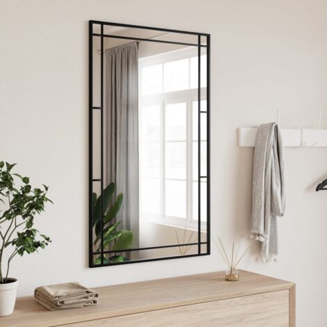Wandspiegel Spiegel groß Schwarz Rechteckiger Kosmetikspiegel und  Splitterschutz für Badezimmer Wohnzimmer Einbau 60x80 cm 