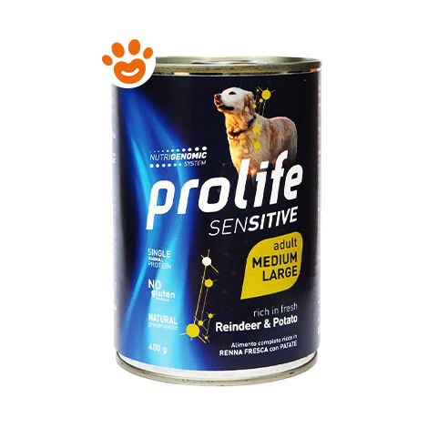 ProLife Cane 400gr Sensitive Adult Medium Large Renna e Patate