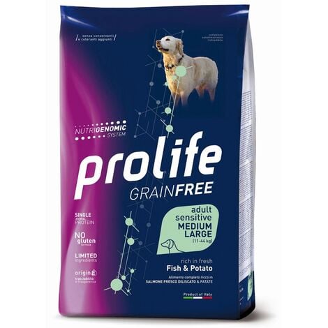 PROLIFE Cane Sensitive GrainFree Salmone Fresco e Patate Medium - Large 10KG