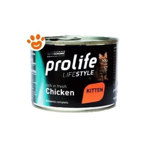 Prolife Cat Lifestyle Kitten Pollo  - Prolife Cat Lifestyle Kitten Pollo - Lattina Da 200 Gr