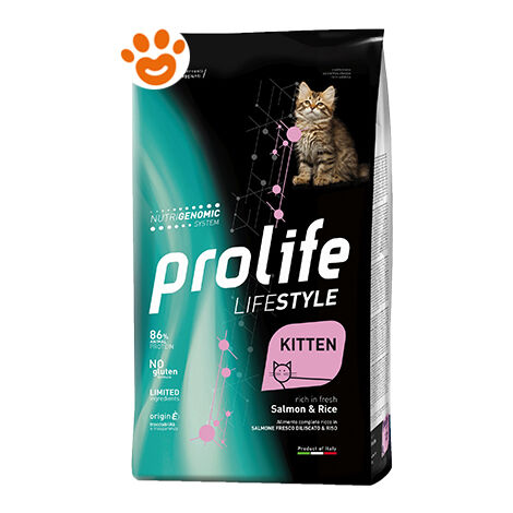 Prolife Cat Lifestyle Kitten Salmone e Riso  - Prolife Cat Lifestyle Kitten Salmone e Riso - Sacco Da 1,5 Kg