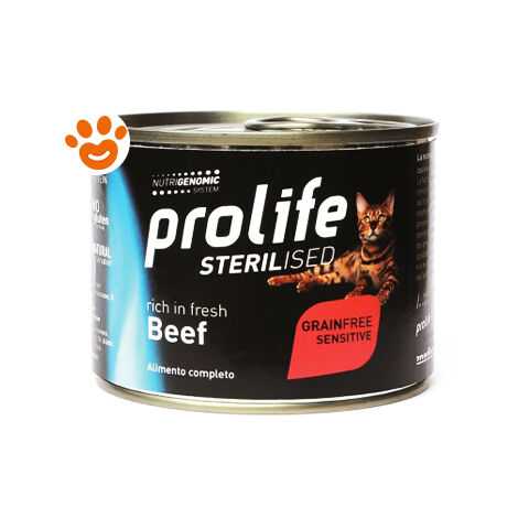 Prolife Cat Sterilised Grainfree Sensitive Adult Manzo  - Prolife Cat Sterilised Grainfree Sensitive Adult Manzo - Lattina Da 200 Gr