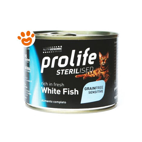 Prolife Cat Sterilised Grainfree Sensitive Adult Pesce Bianco  - Prolife Cat Sterilised Grainfree Sensitive Adult Pesce Bianco - Lattina Da 200 Gr