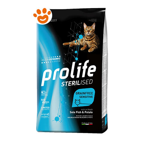 Prolife Cat Sterilised Grainfree Sensitive Adult Sogliola e Riso  - Prolife Cat Sterilised Grainfree Sensitive Adult Sogliola e Riso - Sacco Da 400 Gr