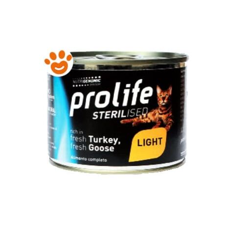 Prolife Cat Sterilized Light Tacchino e Oca  - Prolife Cat Sterilized Light Tacchino e Oca - Lattina Da 200 Gr