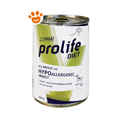 Prolife Dog Diet Hypoallergenic Insect All Breeds  - Prolife Dog Diet Hypoallergenic Insect All Breeds - Lattina Da 400 Gr