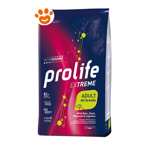 Prolife Dog Extreme Adult All Breeds Cinghiale, Quaglia, Fagiano e Legumi  - Prolife Dog Extreme Adult All Breeds Cinghiale, Quaglia, Fagiano e Legumi - Sacco Da 10 Kg