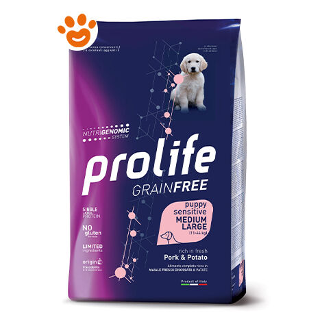 Prolife Dog Grain Free Puppy Sensitive Medium/Large Maiale e Patate  - Prolife Dog Grain Free Puppy Sensitive Medium/Large Maiale e Patate - Sacco Da 2,5 Kg
